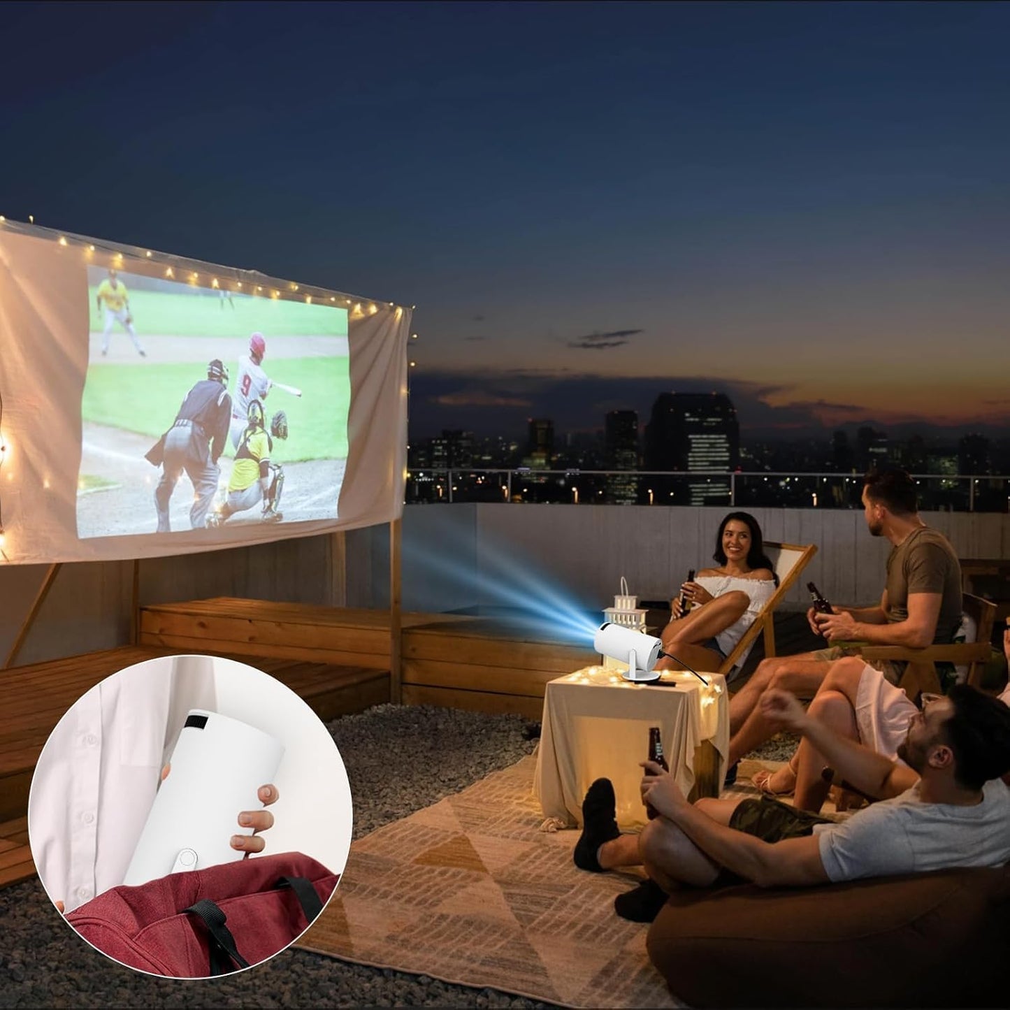 Portable Mini Projector, 4K 1080P Full HD Projector, Support Video Projector