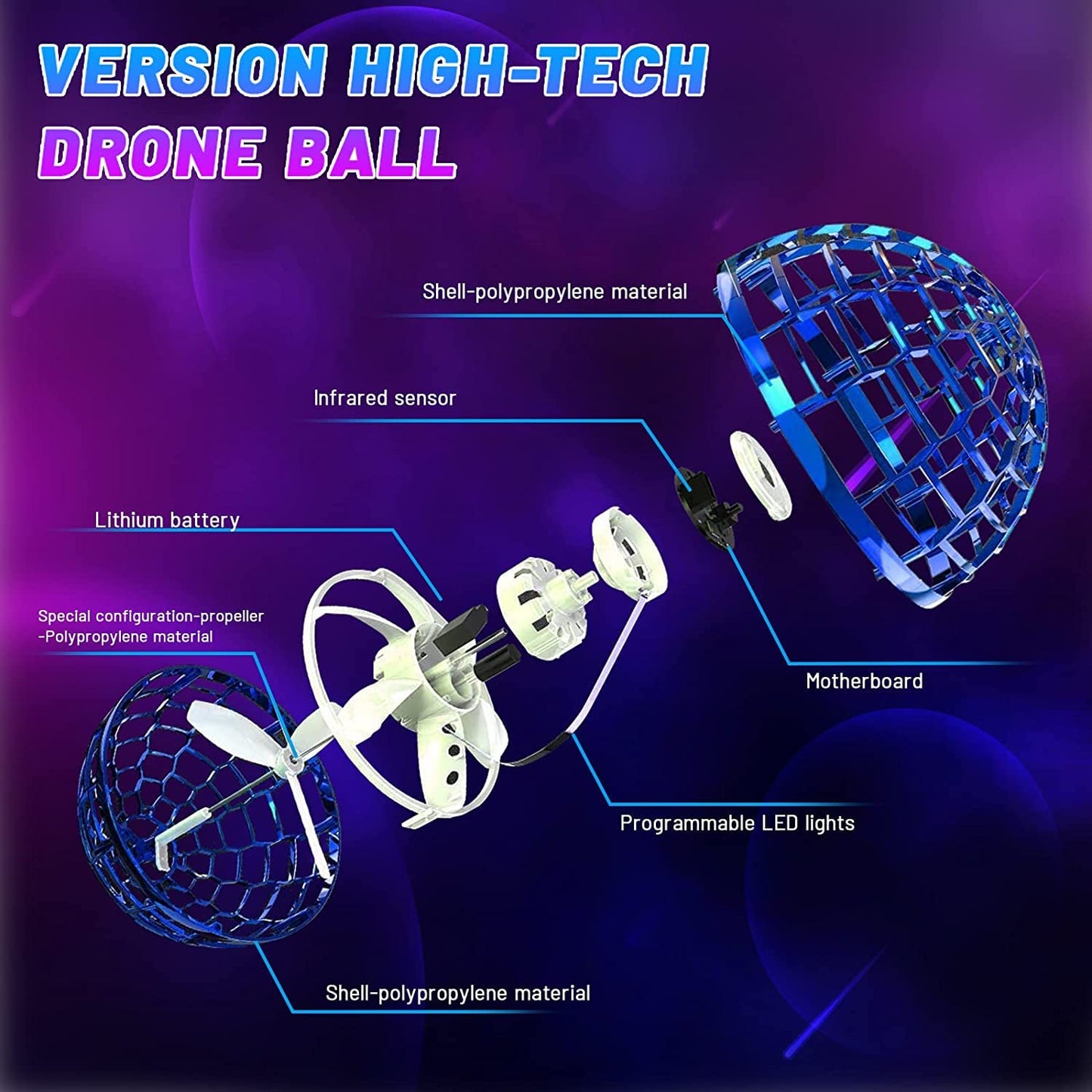 eGroup Flying Toy,Magic Nebula Soaring Orb Toy, 360°Rotating Light Flying Toys,Mini Drone Flying Toy,Built-in LED Cool Flying Space Orb,Mini UFO Fly Orb, Hand Operated Drones for Kids (Blue)
